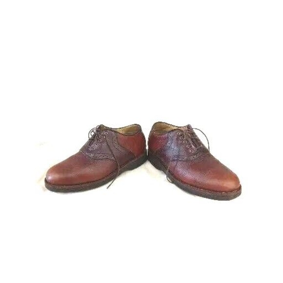 L.L. Bean Leather Two Tone Saddle Shoes Brown VN05468  Mens Size 8M